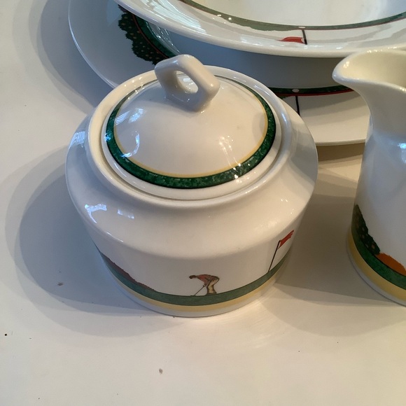 Christopher Stuart Optima Fairway Golfing Sugar Creamer Serv Bowl & Plate Bundle - Picture 3 of 7